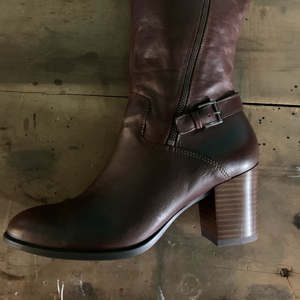 NWOT SIZE 10 - ECCO Leather Shape 55 Stacked Heel Tall Boot - Picture 4 of 11